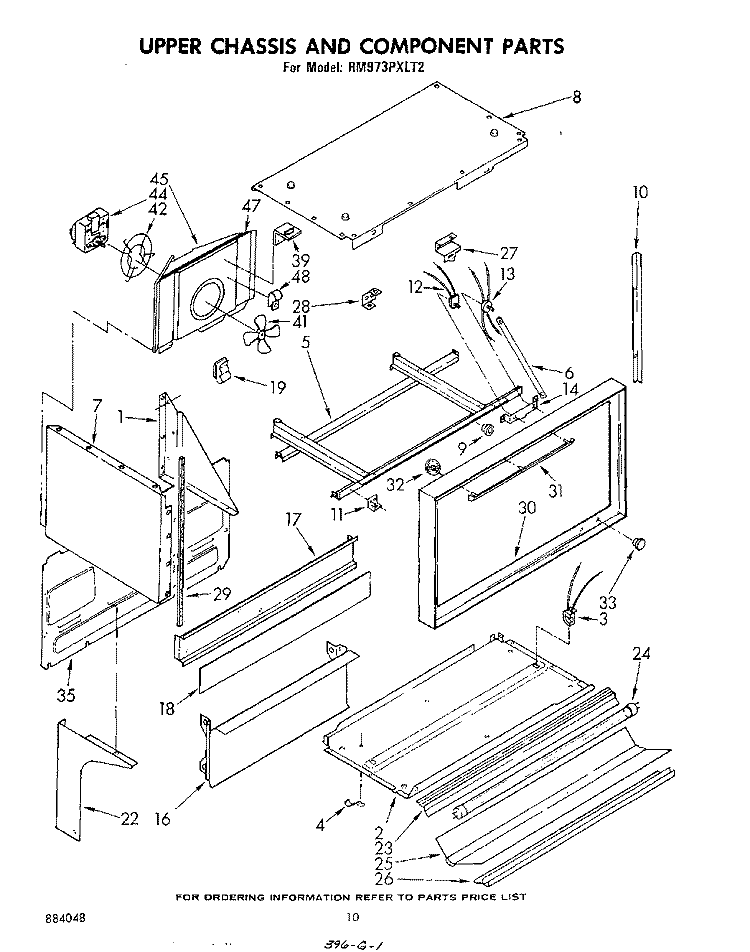 UPPER CHASSIS AND COMPONENT Diagram and Parts List for RM973PXLT2  Whirlpool Microwave Oven Combo