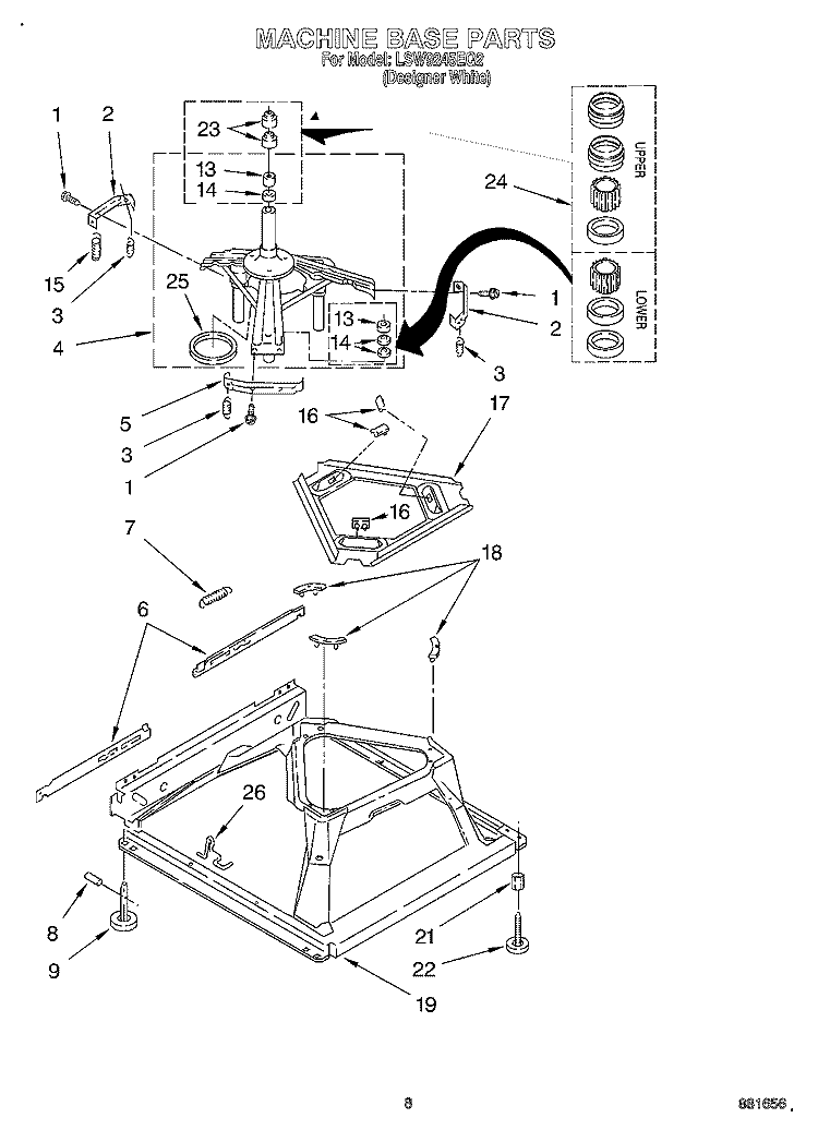 MACHINE BASE Diagram and Parts List for LSW9245EQ2  Whirlpool Washer