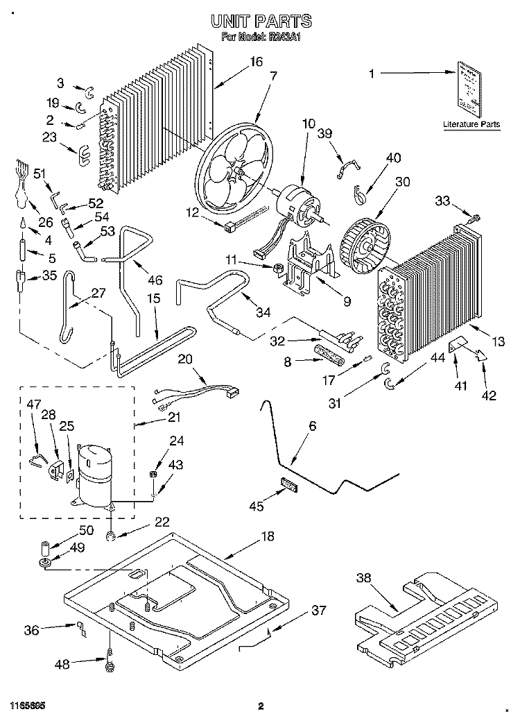 UNIT, LITERATURE Diagram and Parts List for R243A1  Whirlpool Air Conditioner