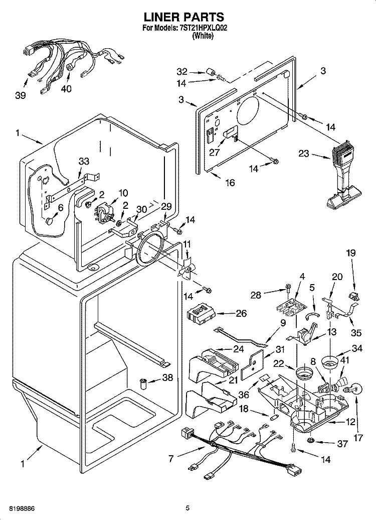 LINER PARTS Diagram and Parts List for 7ST21HPXLQ02  Whirlpool Refrigerator
