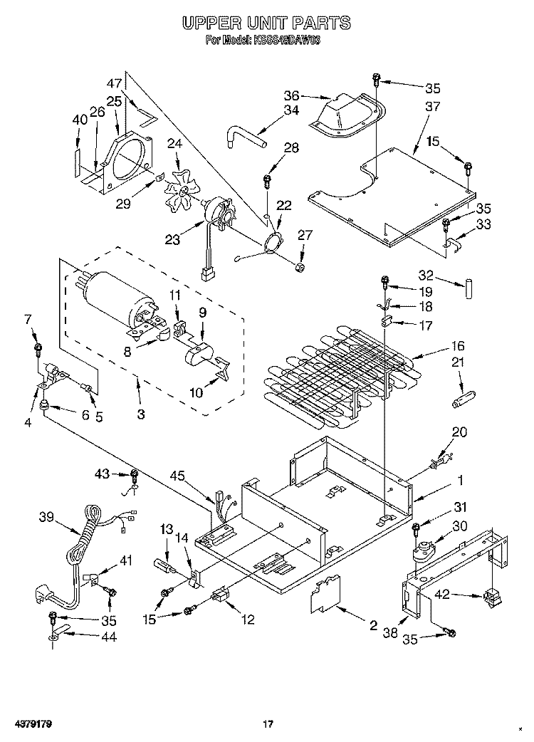 UPPER UNIT Diagram and Parts List for KSSS48DAW03  KitchenAid Refrigerator