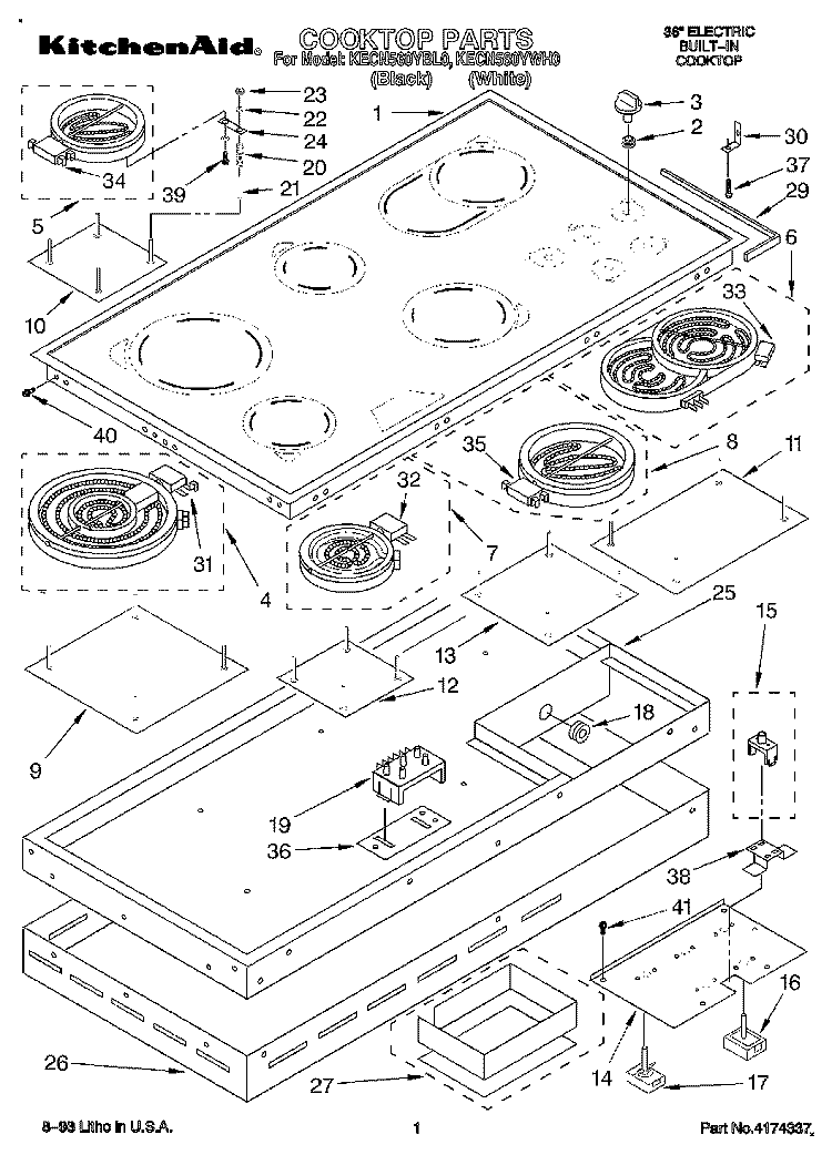 SECTION Diagram and Parts List for KECN560YBL0  KitchenAid Cooktop