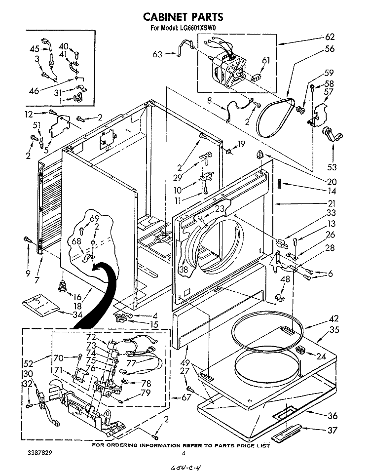 CABINET Diagram and Parts List for LG6601XSW0  Whirlpool Dryer