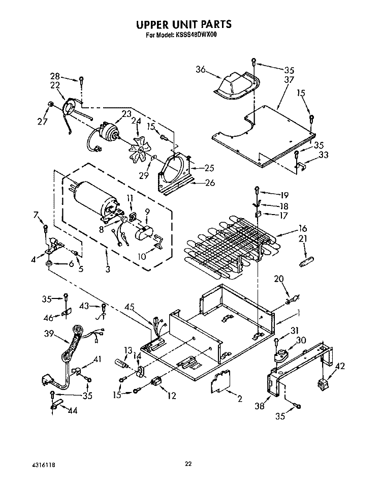 UPPER UNIT, LIT/OPTIONAL Diagram and Parts List for KSSS48DWX00  KitchenAid Refrigerator