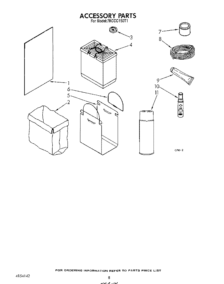 ACCESSORY Diagram and Parts List for 7KCCC150T1  KitchenAid Trash Compactor