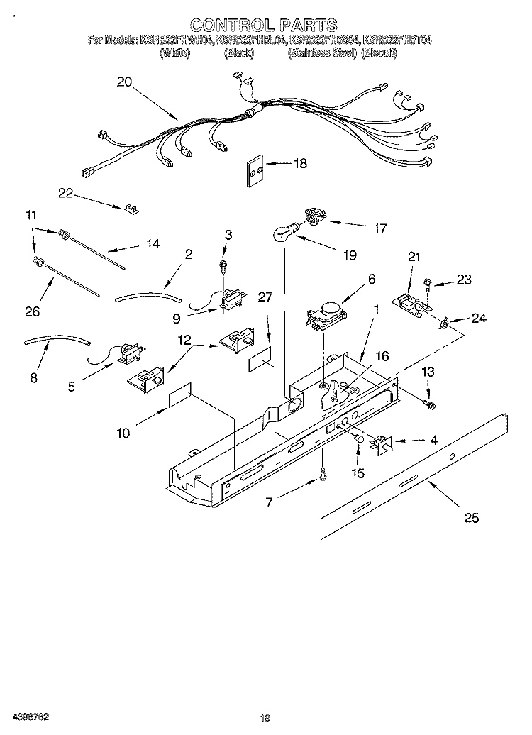 CONTROL, OPTIONAL Diagram and Parts List for KSRB22FHBL04  KitchenAid Refrigerator