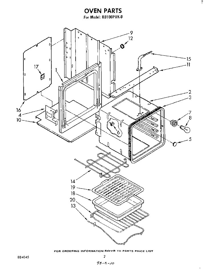 SECTION Diagram and Parts List for RB100PXK0  Whirlpool Wall Oven