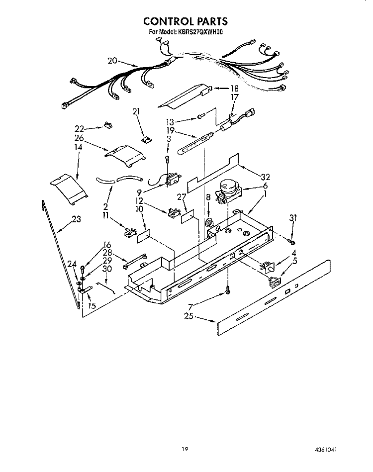 CONTROL Diagram and Parts List for KSRS27QXWH00  KitchenAid Refrigerator