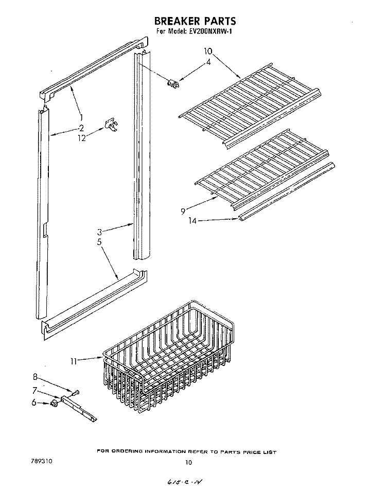 BREAKER Diagram and Parts List for EV200NXRW1  Whirlpool Freezer