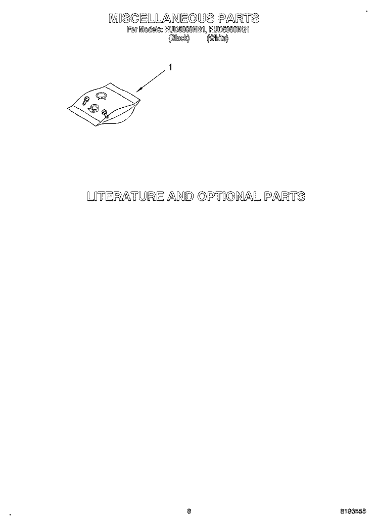 MISCELLANEOUS Diagram and Parts List for RUD5000HB1  Roper Dishwasher