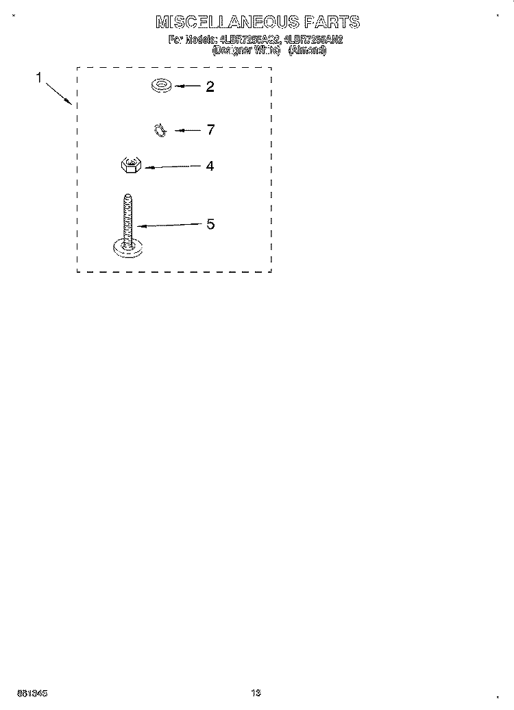 MISCELLANEOUS, LIT/OPTIONAL Diagram and Parts List for 4LBR7255AN2  Whirlpool Washer
