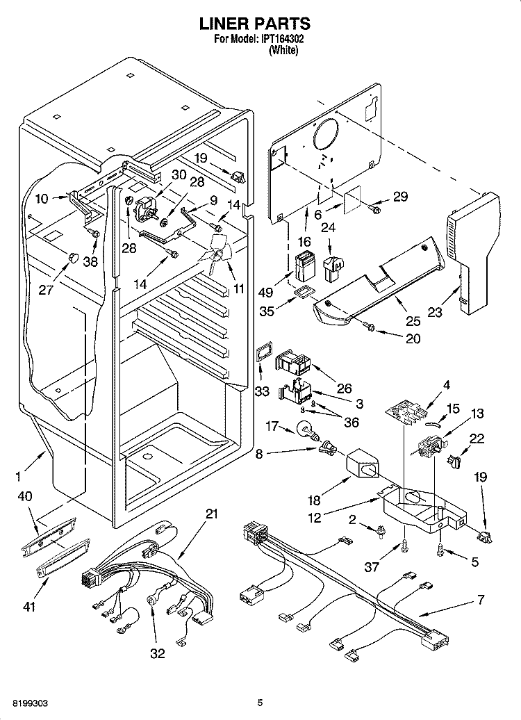 LINER PARTS Diagram and Parts List for IPT164302  Inglis Refrigerator