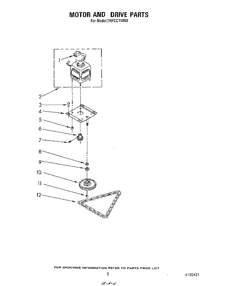 MOTOR AND DRIVE , LIT/OPTIONAL Diagram and Parts List for 7KFCC150S0  KitchenAid Trash Compactor