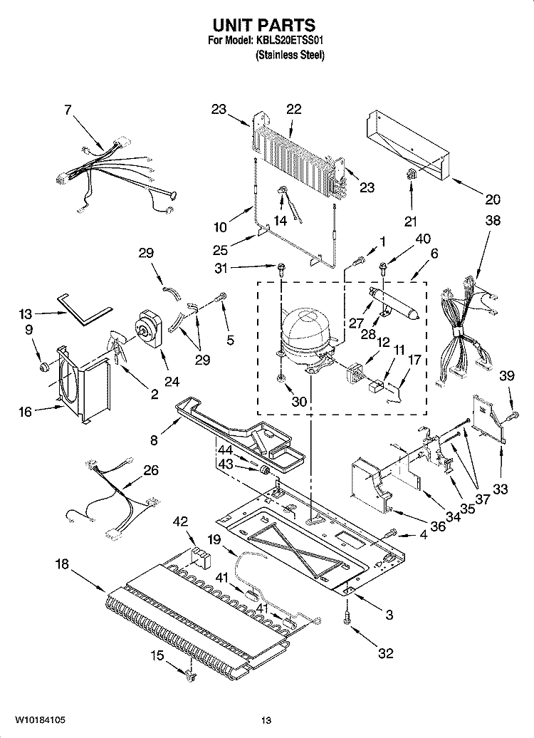 UNIT PARTS Diagram and Parts List for KBLS20ETSS01  KitchenAid Refrigerator