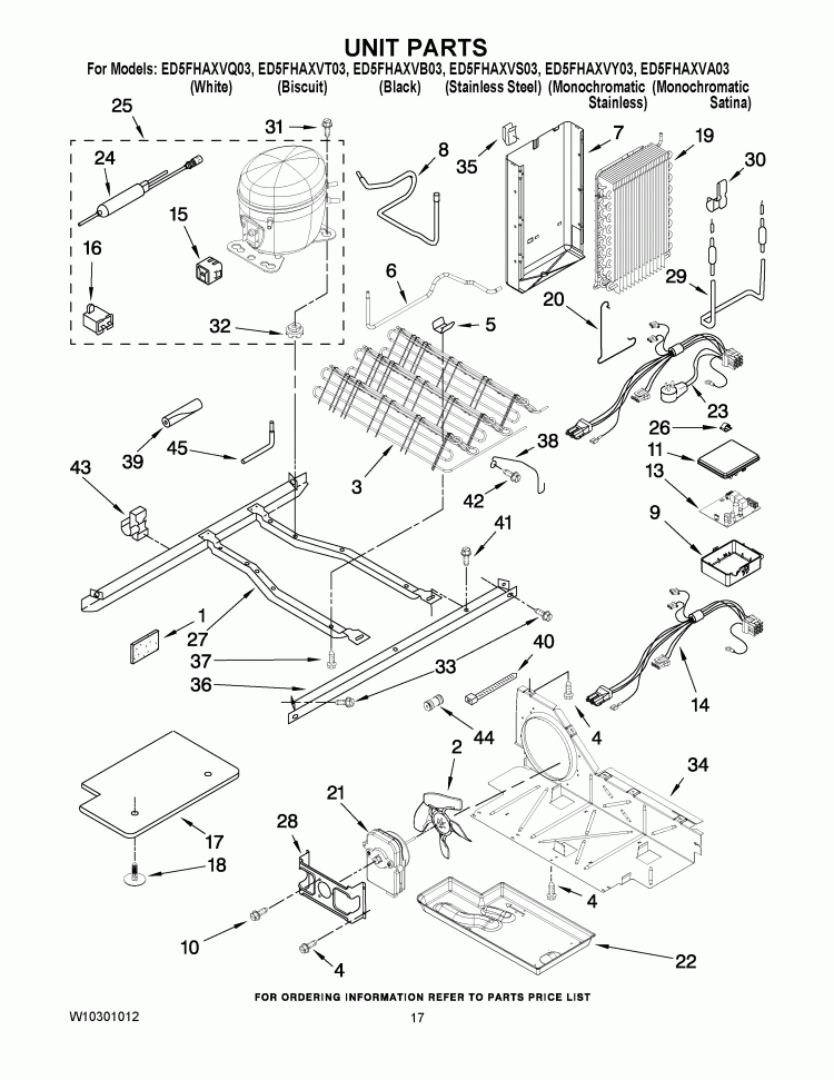 UNIT PARTS Diagram and Parts List for ED5FHAXVA03  Whirlpool Refrigerator
