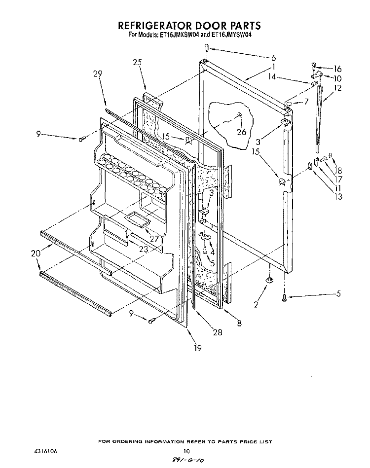 REFRIGERATOR DOOR Diagram and Parts List for ET16JMXSW04  Whirlpool Refrigerator
