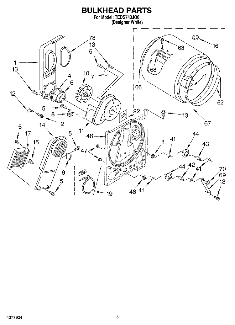 SECTION Diagram and Parts List for TEDS740JQ0  Estate Dryer