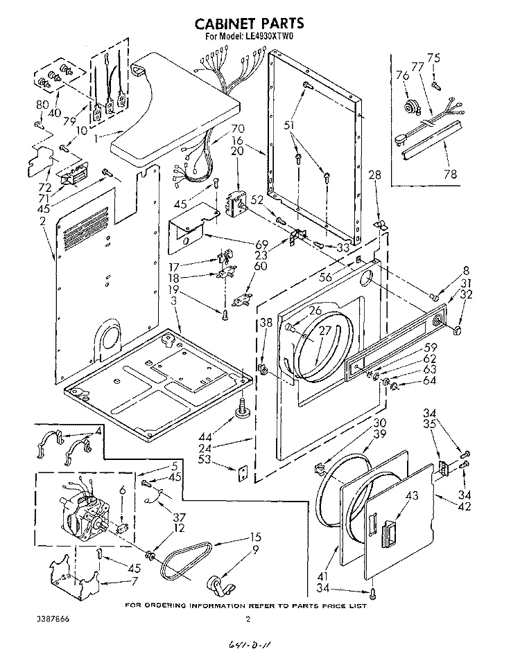 SECTION Diagram and Parts List for LE4930XTF0  Whirlpool Dryer