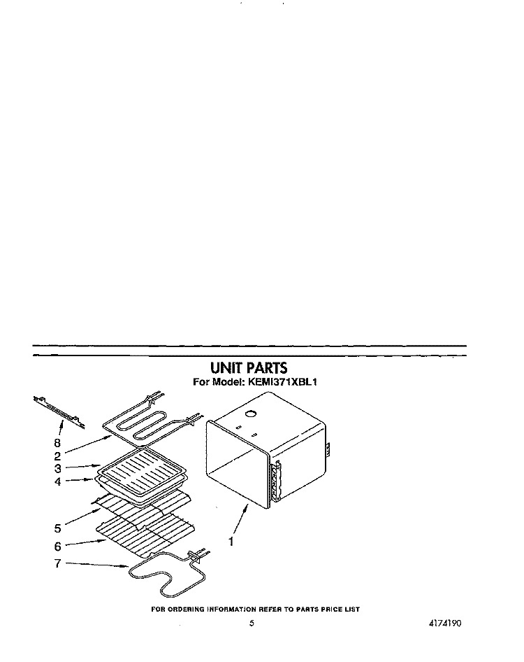 UNIT Diagram and Parts List for KEMI371XBL1  KitchenAid Microwave Oven Combo