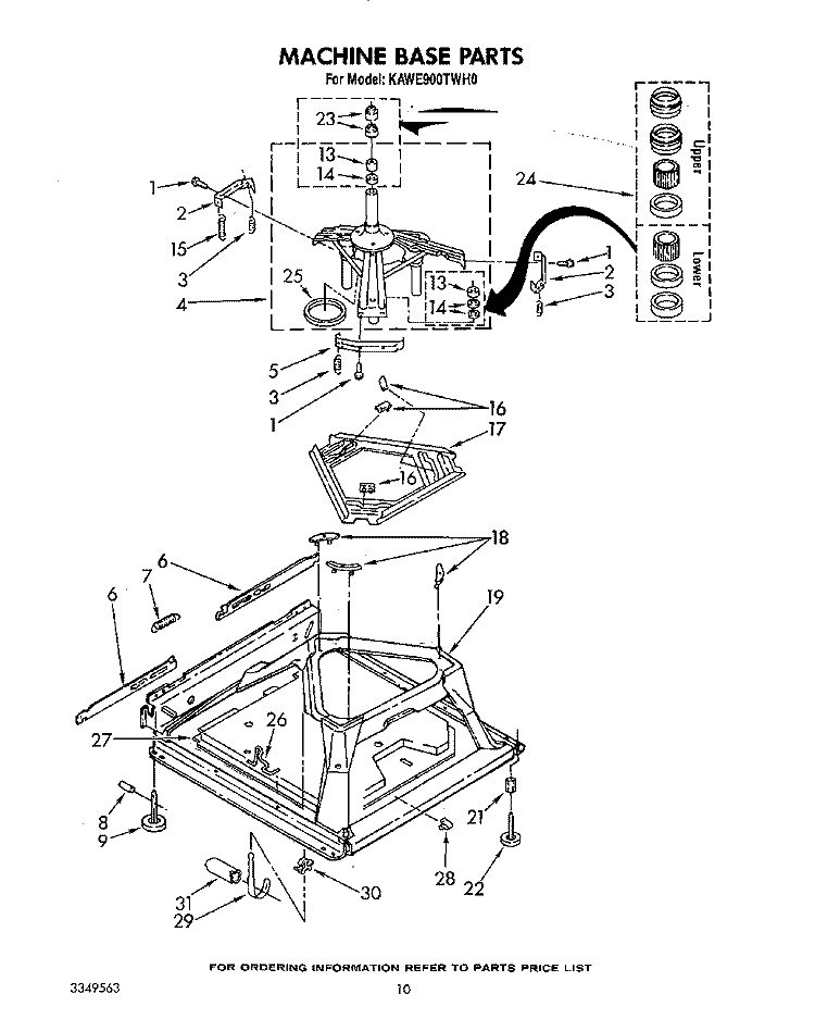 MACHINE BASE Diagram and Parts List for KAWE900TWH0  KitchenAid Washer