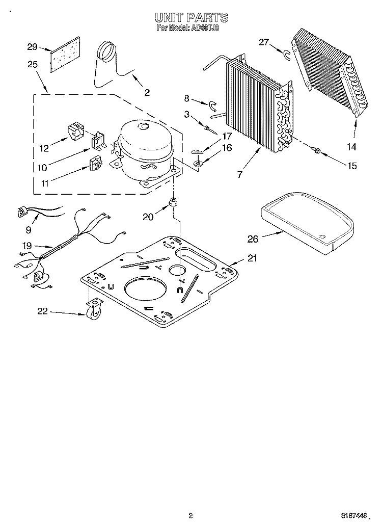 SECTION Diagram and Parts List for AD40TJ0  Whirlpool Dehumidifier