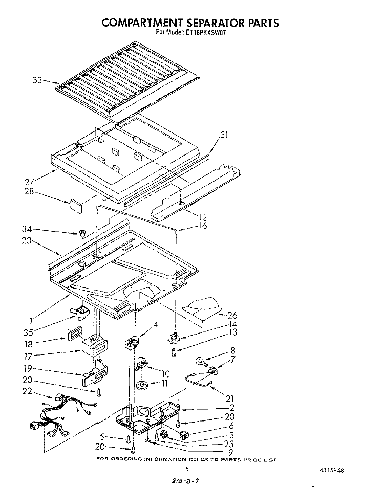 COMPARTMENT SEPARATOR Diagram and Parts List for ET18PKXSW07  Whirlpool Refrigerator