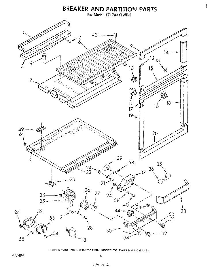 BREAKER AND PARTITION Diagram and Parts List for ET17AKXLWR0  Whirlpool Refrigerator