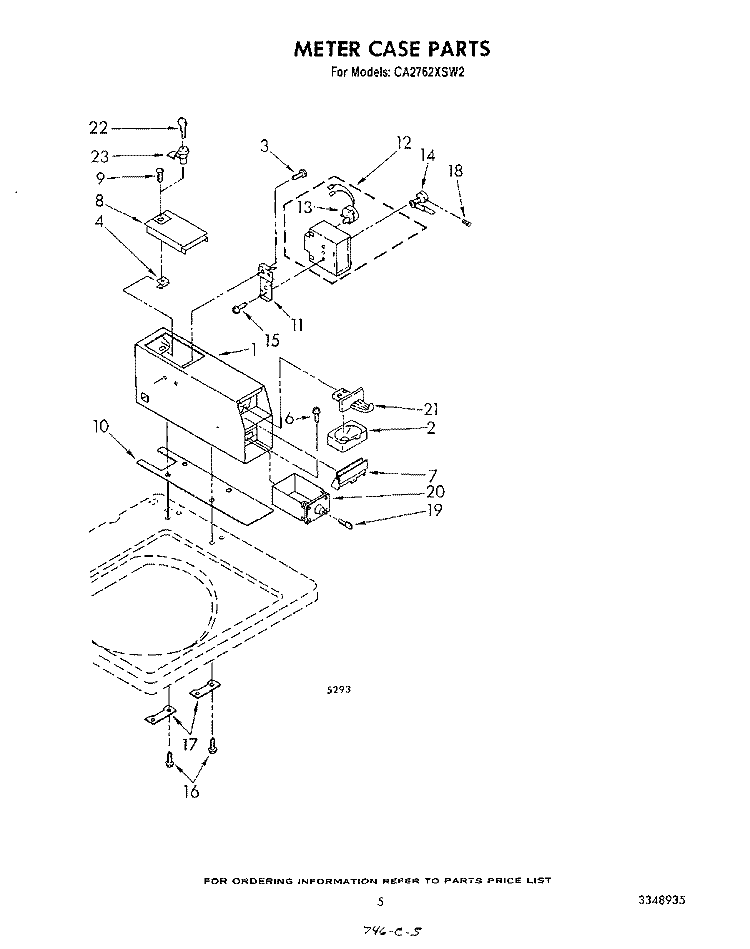 METER CASE Diagram and Parts List for CA2762XSW2  Whirlpool Washer