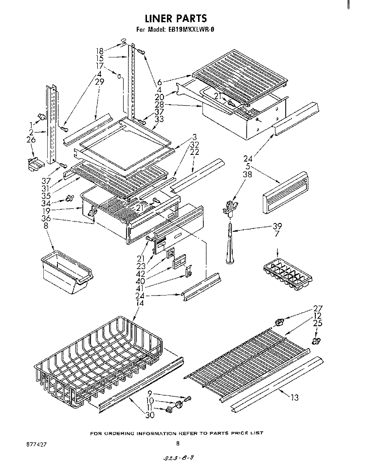 LINER Diagram and Parts List for EB19MKXLWR0  Whirlpool Refrigerator