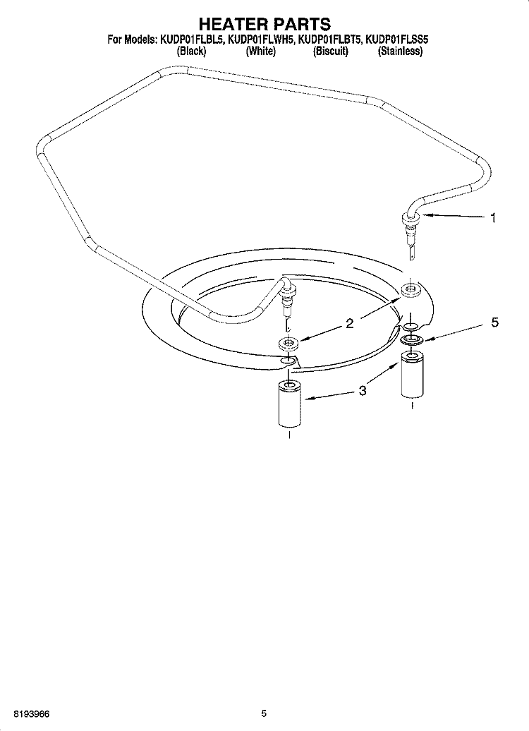 HEATER PARTS Diagram and Parts List for KUDP01FLBL5  KitchenAid Dishwasher