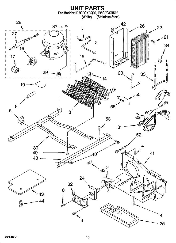UNIT PARTS Diagram and Parts List for ID5GFGXRQ02  Whirlpool Refrigerator