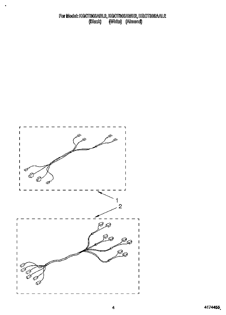 WIRING HARNESS Diagram and Parts List for KGCT305AAL2  KitchenAid Cooktop