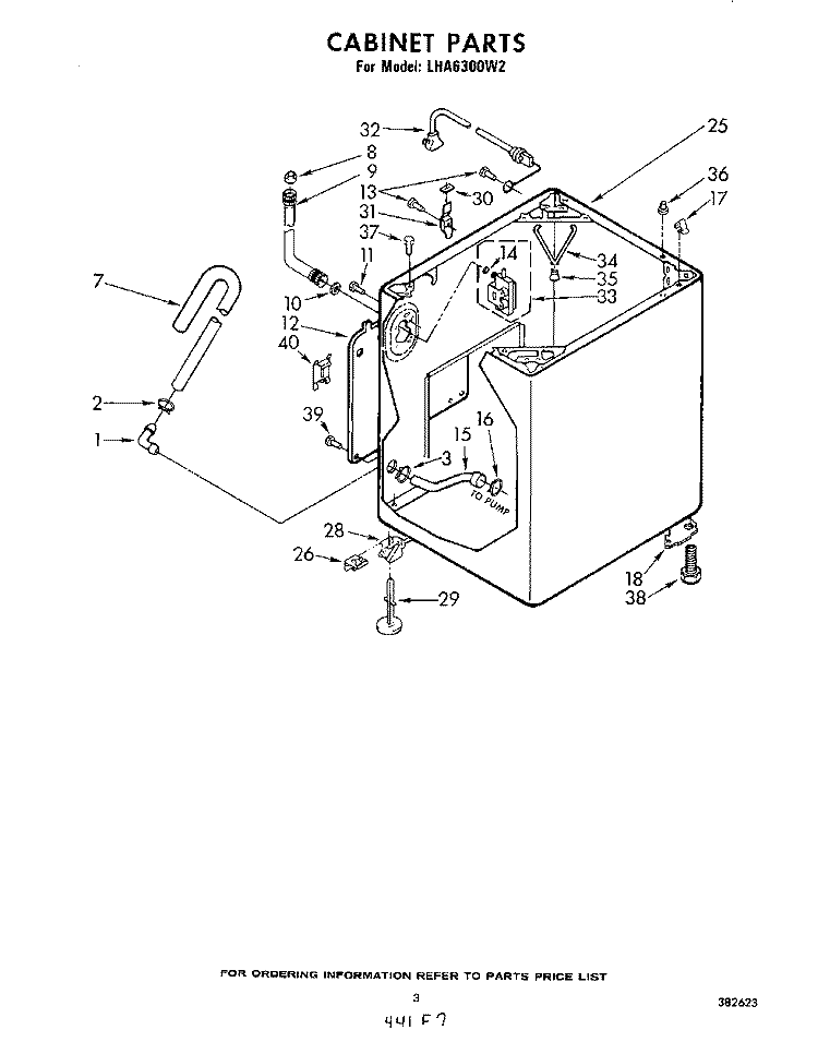 CABINET Diagram and Parts List for LHA6300W2  Whirlpool Washer