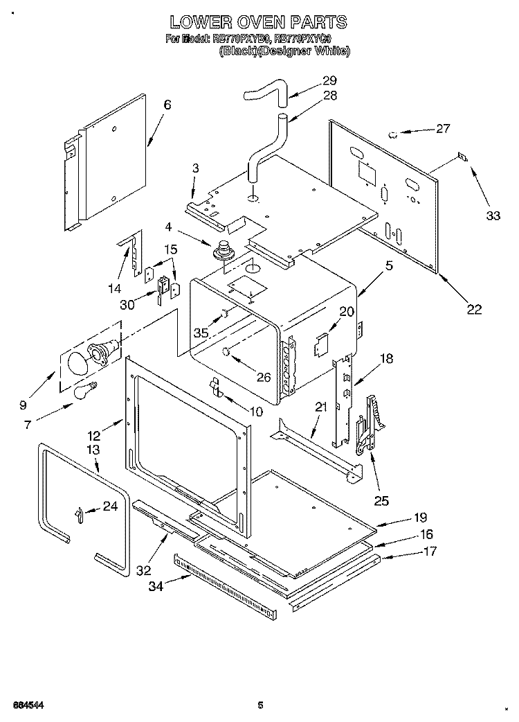 LOWER OVEN Diagram and Parts List for RB770PXYB0  Whirlpool Wall Oven