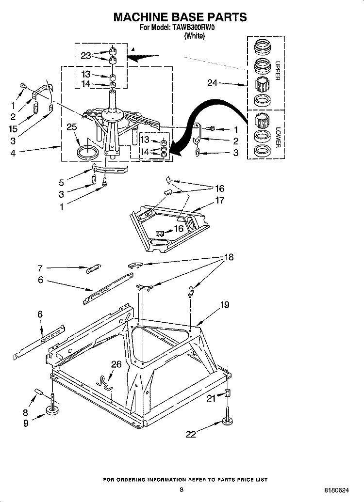MACHINE BASE PARTS Diagram and Parts List for TAWB300RW0  Estate Washer