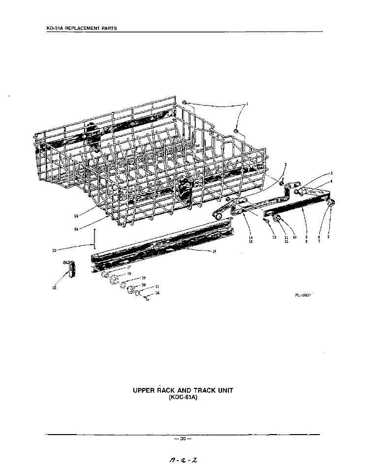 KDC-61A Diagram and Parts List for KDC21A  KitchenAid Dishwasher