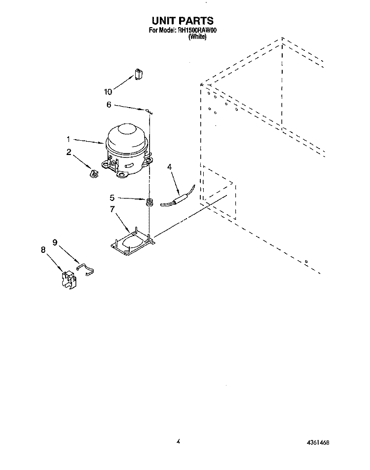 SECTION Diagram and Parts List for RH1500RAW00  Roper Freezer
