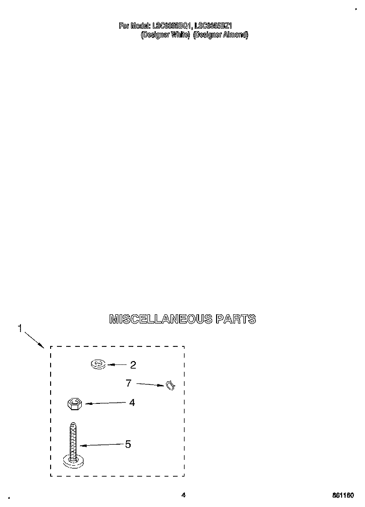 MISCELLANEOUS Diagram and Parts List for LSC9355BQ1  Whirlpool Washer