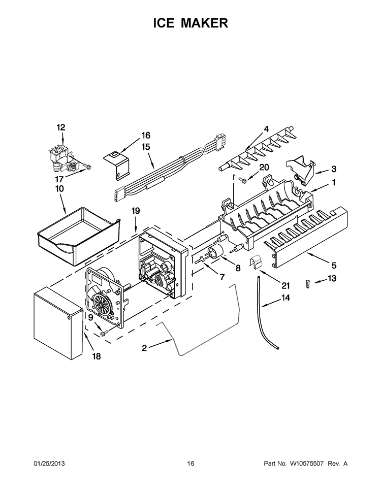 ICE MAKER Diagram and Parts List for KBFS25EWWH9  KitchenAid Refrigerator