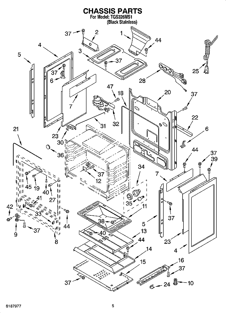CHASSIS PARTS Diagram and Parts List for TGS326MS1  Estate Range