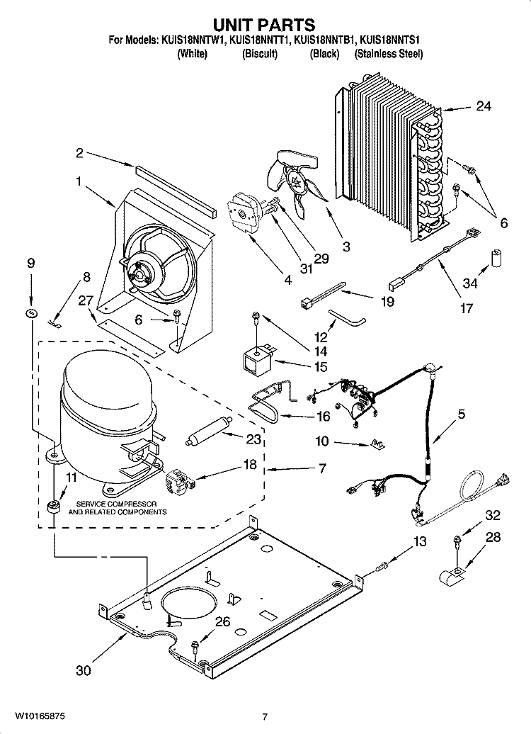 UNIT PARTS, OPTIONAL PARTS Diagram and Parts List for KUIS18NNTS1  KitchenAid Ice Maker