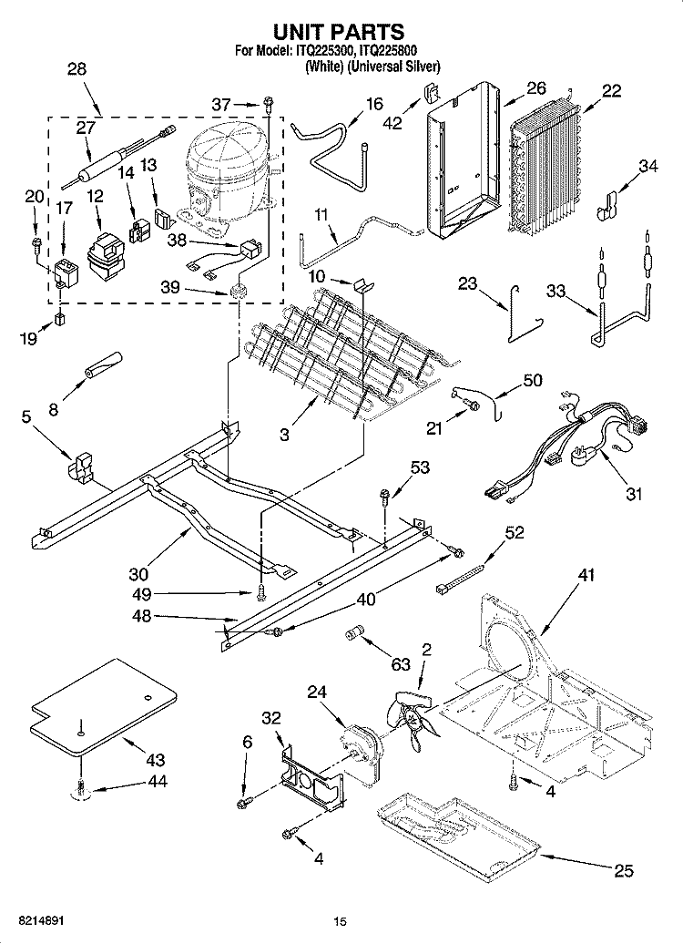 UNIT PARTS Diagram and Parts List for ITQ225300  Inglis Refrigerator