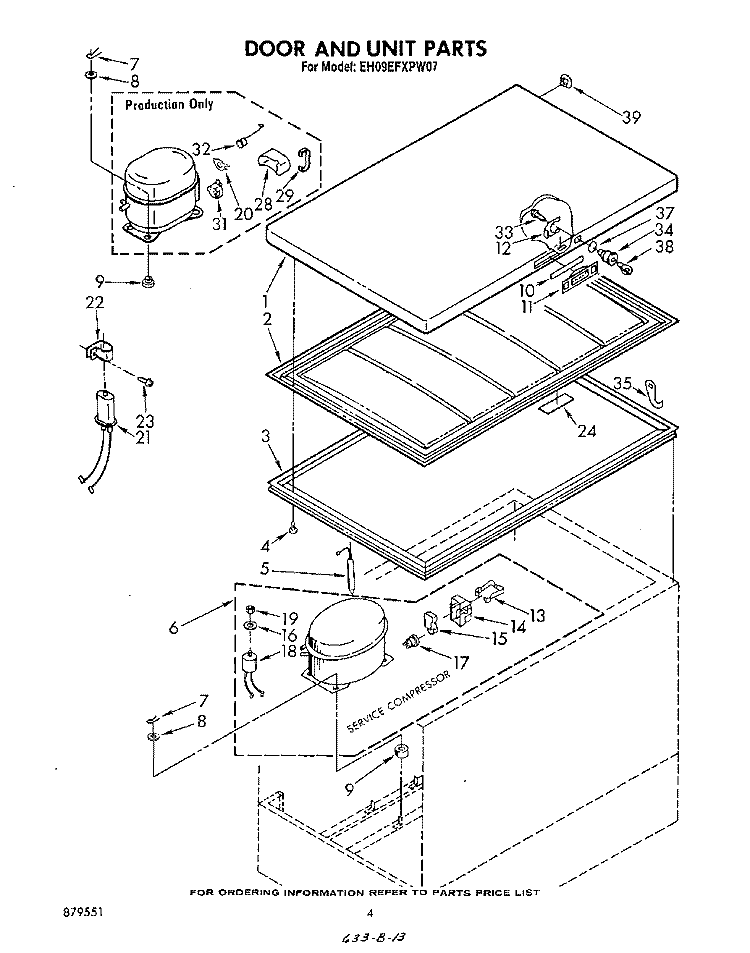 SECTION Diagram and Parts List for EH09EFXPW07  Whirlpool Freezer