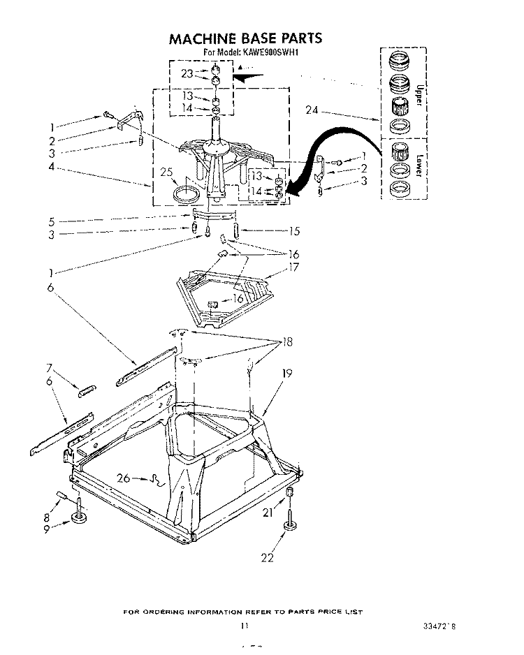 MACHINE BASE Diagram and Parts List for KAWE900SWH1  KitchenAid Washer