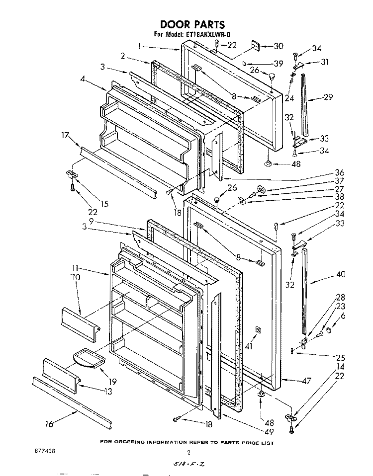 DOOR Diagram and Parts List for ET18AKXLWR0  Whirlpool Refrigerator