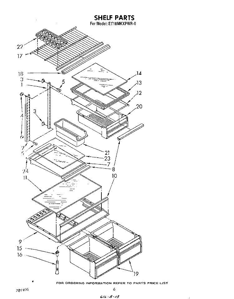 SHELF Diagram and Parts List for ET18MKXPWR0  Whirlpool Refrigerator