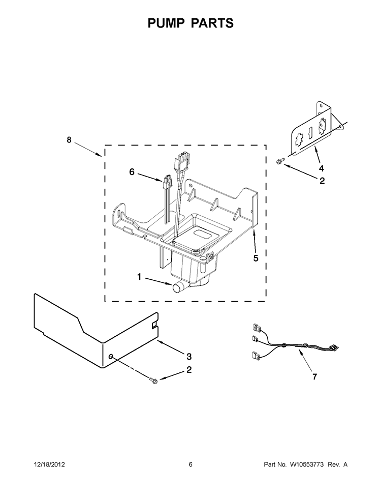 PUMP PARTS Diagram and Parts List for KUIS18PNXW2  KitchenAid Ice Maker
