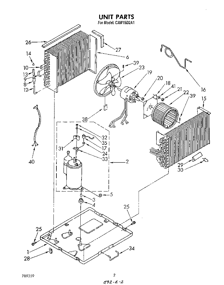 UNIT Diagram and Parts List for CAW15D2A1  Whirlpool Air Conditioner