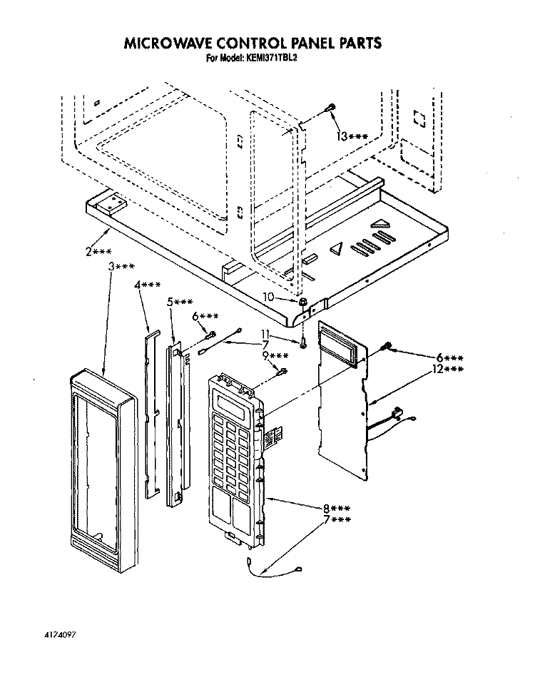 MICROWAVE CONTROL PANEL Diagram and Parts List for KEMI371TBL2  KitchenAid Microwave Oven Combo