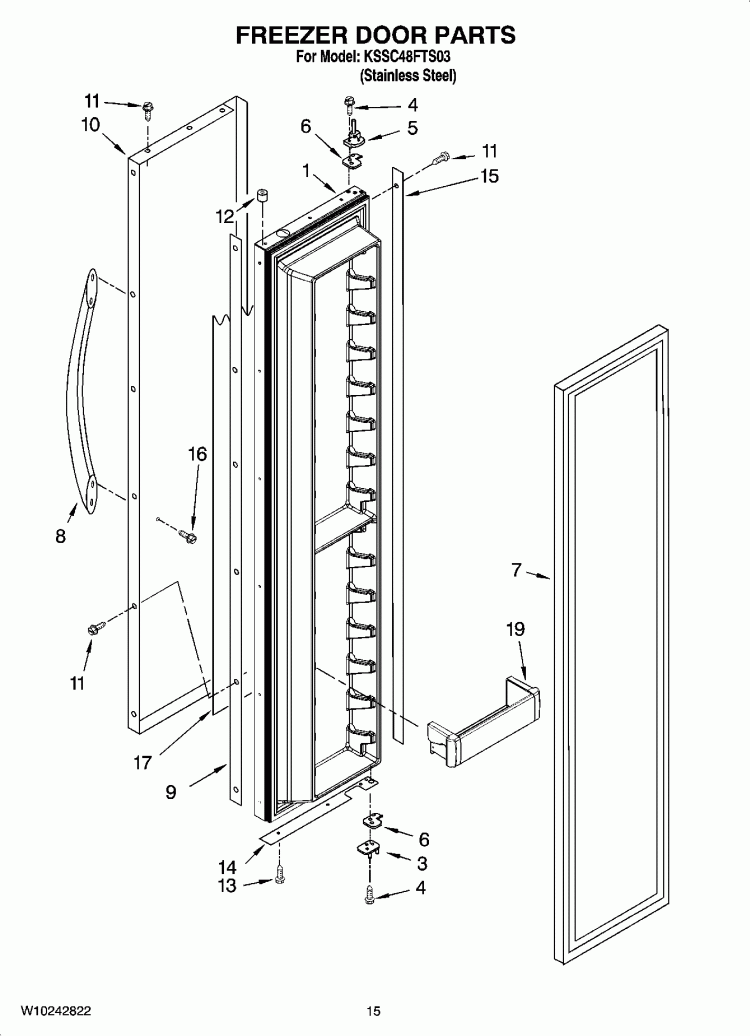 FREEZER DOOR PARTS Diagram and Parts List for KSSC48FTS03  KitchenAid Refrigerator